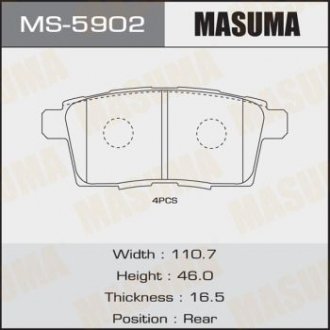 Колодки тормозные задн Mazda CX-7 (06-11), CX-9 (08-12) (MS-5902) MASUMA ms5902
