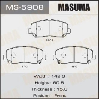 Купить Колодки тормозные передн Mazda CX-5 (11-) (MS-5908) Mazda CX-5 MASUMA ms5908 (фото1) подбор по VIN коду, цена 904 грн.
