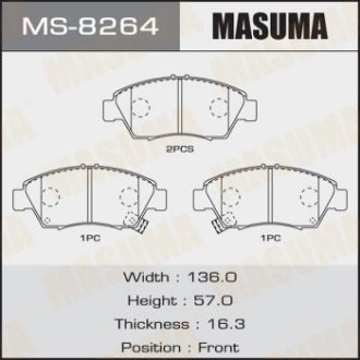 Колодки гальмівні AN-376WK, NP8005, P28023 передн HONDA JAZZ IV MASUMA ms8264