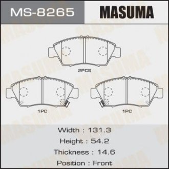 Купити Колодки гальмівні передні HONDA CIVIC IX (FB, FG) 1.8 (FB2) (12-17), HONDA CR-Z (Honda Civic, Jazz MASUMA ms8265 (фото1) підбір по VIN коду, ціна 764 грн.