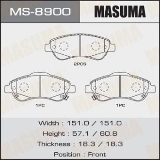 Колодка гальмівна передня Honda CR-V (07-16) MASUMA ms8900