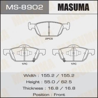 Купити Колодка гальмівна передня Honda Accord, Civic (08-) Honda Civic, Accord MASUMA ms8902 (фото1) підбір по VIN коду, ціна 1064 грн.