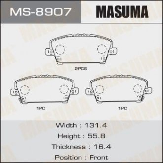 Купити Колодки гальмівні передні HONDA CIVIC IX Honda Civic MASUMA ms8907 (фото1) підбір по VIN коду, ціна 914 грн.