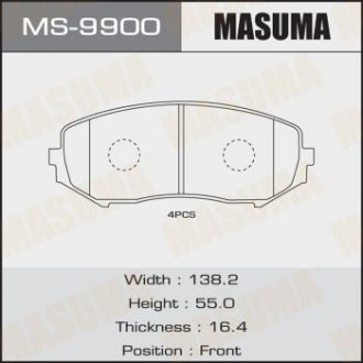 Купити Колодка гальмівна Suzuki Grand Vitara MASUMA ms9900 (фото1) підбір по VIN коду, ціна 831 грн.