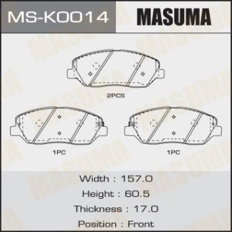 Колодки гальмівні передні SSANGYONG KORANDO, KIA SORENTO III (UM) 2.2 CRDi (15-2 MASUMA msk0014