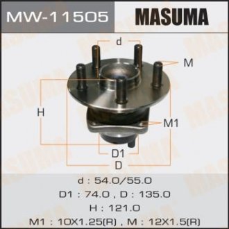 Ступиця колеса задн TOYOTA PRIUS, AVENSIS/ ADT250L Toyota Prius MASUMA mw11505