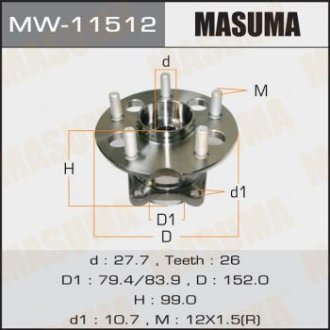 Купити Ступиця колеса задн RAV4/ ACA21L Toyota Rav-4 MASUMA mw11512 (фото1) підбір по VIN коду, ціна 3997 грн.