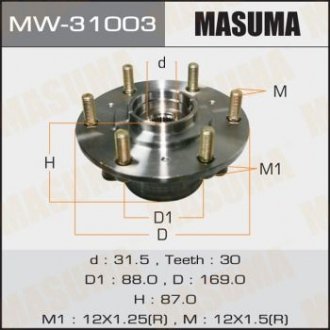 Ступиця колеса переднього у зборі з підшипником Mitsubishi L200 (07-), Pajero Sport (08-) Mitsubishi L200 MASUMA mw31003