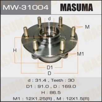 Ступица колеса передн MITSUBISHI PAJERO / V87W, V97W (MW-31004) MASUMA mw31004