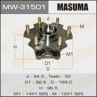 Ступица колеса заднего в сборе с подшипником Mitsubishi Pajero (06-) (MW-31501) MASUMA mw31501