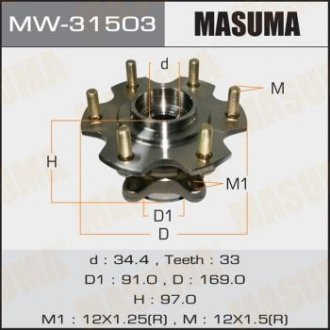 Ступица колеса заднего в сборе с подшипником Mitsubishi Pajero (00-06) (MW-31503) MASUMA mw31503