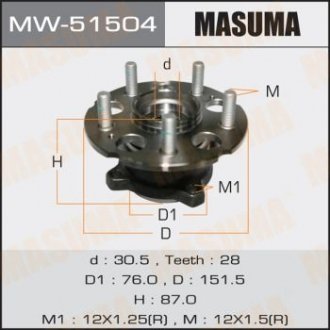 Купить Ступица колеса задн CR-V/ RE4 (with ABS) Honda CR-V MASUMA mw51504 (фото1) подбор по VIN коду, цена 2931 грн.