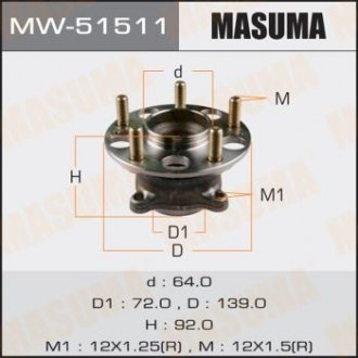 Купить Ступица колеса (MW-51511) MASUMA mw51511 (фото1) подбор по VIN коду, цена 3014 грн.
