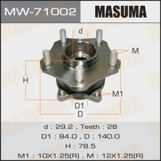 Ступица колеса переднего в сборе с подшипником Suzuki Grand Vitara (05-) (MW-71002) Suzuki Grand Vitara MASUMA mw71002