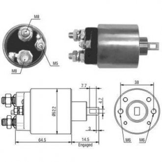 MEATDORIA CITROEN Втягивающее реле стартера JUMPER I 1.9 D 99-02, FIAT SCUDO 2.0 JTD 99-06, LANCIA PHEDRA 2.2 JTD 02-10, PEUGEOT EXPERT 2.0 HDI 00-06 MEAT&DORIA 46166