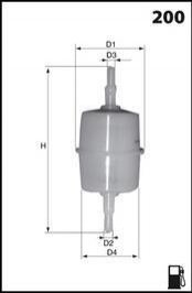 Фільтр палива OEM Renault (аналогWF8127/KL15o.F.) Renault 19, 21, Citroen AX, BX, Skoda Favorit, Felicia, Renault Trafic, Clio, Peugeot 205, Fiat Panda MECAFILTER ele1990