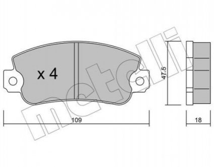 Комплект тормозных колодок из 4 шт. дисков Fiat Panda, Uno, Seat Ibiza Metelli 22-0033-0