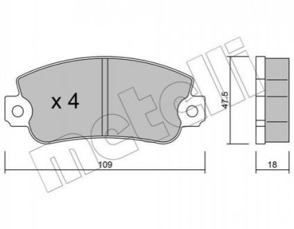 Купити Комплект гальмівних колодок з 4 шт. дисків Fiat Panda, Uno Metelli 22-0033-0 (фото1) підбір по VIN коду, ціна 528 грн.