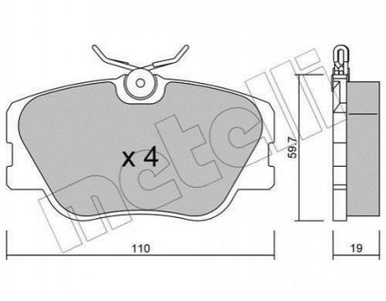 Колодки гальмівні (передні) MB 100 (W201)/124 (W124) 84-93/E-class (W124/S124/C124/A124) 93-98 Mercedes W124, S124, C124, C207, C238, A124, A207, A238 Metelli 22-0061-0