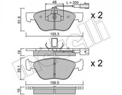 Комплект тормозных колодок Lancia Delta, Alfa Romeo 145, 146, 156, GT, Fiat Punto, Mercedes W903, Alfa Romeo 147 Metelli 22-0083-0