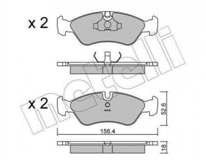 Купить Комплект тормозных колодок Opel Kadett, Vectra, Omega, Astra, Daewoo Nexia, Lanos Metelli 22-0117-0 (фото1) подбор по VIN коду, цена 723 грн.