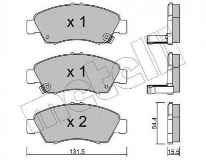 Купити Колодки гальмівні (передні) Honda Civic V/VI 91-01/VIII 10-12/Jazz 02- Honda Civic, Jazz Metelli 22-0138-0 (фото1) підбір по VIN коду, ціна 803 грн.