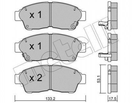 Купить Комплект тормозных колодок Toyota Camry, Carina, Corolla, Celica, Rav-4 Metelli 22-0149-0 (фото1) подбор по VIN коду, цена 842 грн.