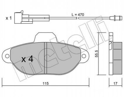 Комплект гальмівних колодок з 4 шт. дисків Fiat Punto, 500, Ford KA Metelli 22-0159-0