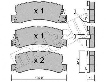 Колодки гальмівні (задні) Toyota Camry 91-01/Avensis 97-03/Celica 93-99/Lexus ES 89-01/RX 98-03 Toyota Carina, Camry, Celica, Avensis, Lexus RX, ES Metelli 22-0161-0