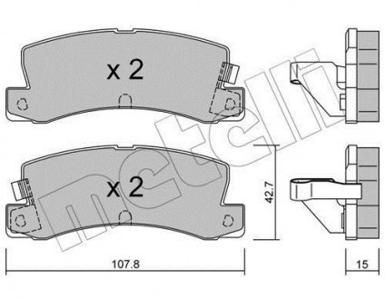 Колодки гальмівні (задні) Toyota Corolla 85-02 Toyota Corolla, Carina, Camry, Celica, Lexus ES, Toyota Avensis, Lexus RX Metelli 22-0161-2