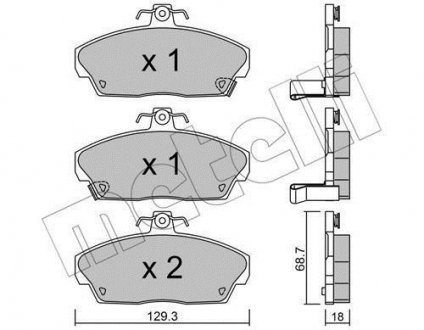 Колодки гальмівні (передні) Honda Civic VI/VII 94-05/Concerto 89-95/Rover 400 90-00 Honda Civic, Land Rover Freelander Metelli 22-0174-0