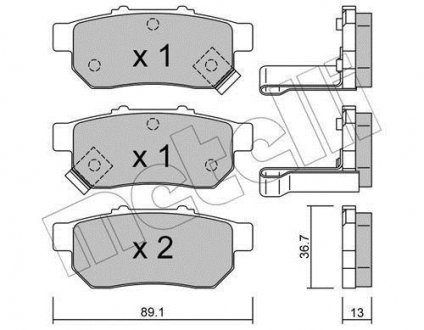 Тормозные колодки (задние) Honda Jazz III/IV 02- Honda Accord, Prelude Metelli 22-0176-1