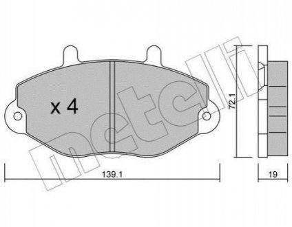 Колодки гальмівні (передні) Ford Transit 91-00/Transit Tourneo 94-00 15" Ford Transit Metelli 22-0195-0