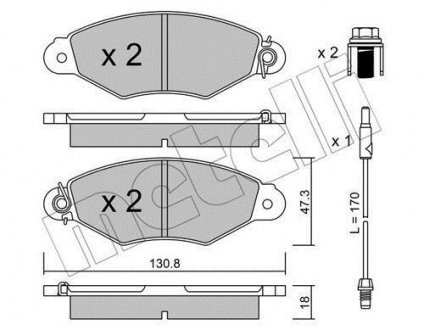 Купить Колодки тормозные (передние) Renault Kangoo 97-/Nissan Kubistar 03- (+датчик) Renault Kangoo, Nissan Kubistar Metelli 22-0253-1 (фото1) подбор по VIN коду, цена 782 грн.