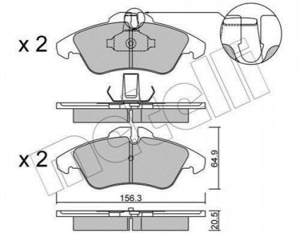 Колодки гальмівні (передні) MB Sprinter 208-316 96- (Ate) Mercedes W901, W902, Vito, V-Class, W903, W904, W909 Metelli 22-0256-1