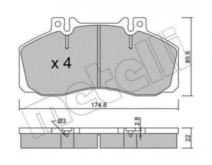Комплект тормозных колодок Mercedes T1/T2, Opel Vivaro Metelli 22-0267-0