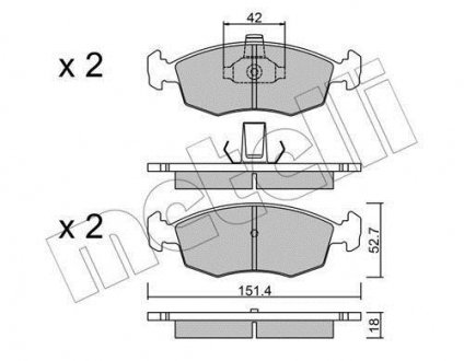 Купить Тормозные колодки (передние) Fiat Palio 96-/Punto 99-12/Siena 96-12 Fiat Punto Metelli 22-0274-3 (фото1) подбор по VIN коду, цена 919 грн.