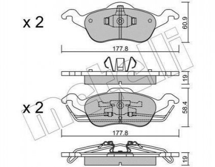 Купити Колодки гальмівні (передні) Ford Focus 98-05 Ford Focus Metelli 22-0291-0 (фото1) підбір по VIN коду, ціна 955 грн.