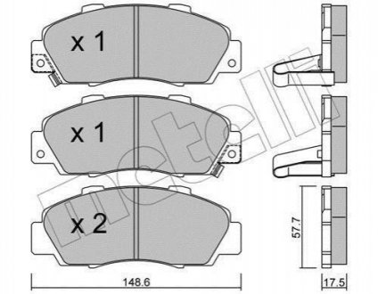 Комплект тормозных колодок (дисковых).) Honda Prelude, Accord Metelli 22-0298-0