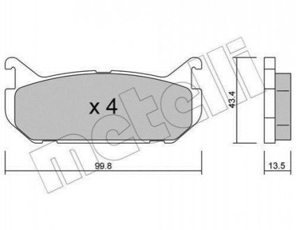 Колодки гальмівні (задні) Mazda 626 91-02 Mazda 626, Xedos 6, Xedos 9 Metelli 22-0303-0