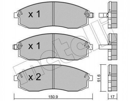 Колодки гальмівні (передні) Nissan Maxima 94-00 Nissan Maxima Metelli 22-0306-0