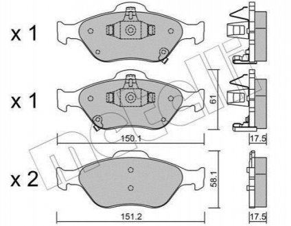 Колодки гальмівні (передні) Toyota Yaris 1.0-1.4 05- Toyota Yaris Metelli 22-0316-1