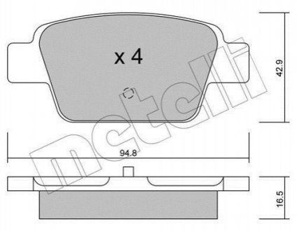 Колодки гальмівні (задні) Fiat Bravo II 07-14/Stilo 01-08/Linea 07-/Multipla 99-10/Lancia Delta 08- Lancia Delta Metelli 22-0323-0