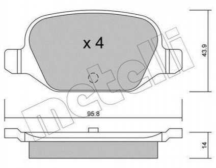 Колодки гальмівні (задні) Fiat 500/Idea/Panda/Punto 99- Fiat Panda, Lancia Musa, Fiat Punto, Doblo, 500, Citroen Nemo Metelli 22-0324-0