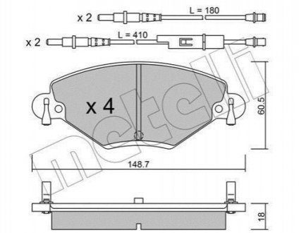 Колодки гальмівні (передні) Citroen C5 01- (з датчиком) Citroen C5 Metelli 22-0331-0