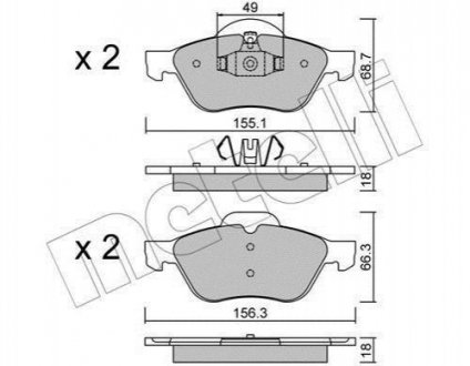 Купити Колодки гальмівні (передні) Renault Clio III 06-14/Megane II 02-/Scenic II 03- Renault Megane, Scenic, Grand Scenic, Clio, Twingo Metelli 22-0335-1 (фото1) підбір по VIN коду, ціна 952 грн.