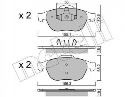 Купить Комплект тормозных колодок (дисковых).) Renault Laguna, Espace Metelli 22-0336-1 (фото1) подбор по VIN коду, цена 1050 грн.