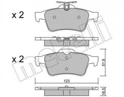 Купити Колодки гальмівні (задні) Citroen C5/Ford C-Max 07-/Focus/Connect 04-13/Renault Laguna 07-15/Volvo Ford C-Max, Jaguar XF, Citroen C5, Mazda 5, Volvo C30, C70, Mazda 3, Volvo S40, V50, Ford Focus, Renault Laguna Metelli 22-0337-1 (фото1) підбір по VIN коду, ціна 668 грн.