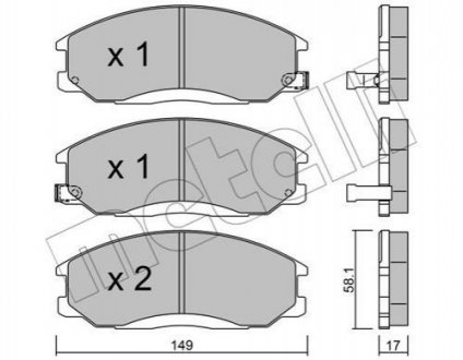 Купити Колодки гальмівні (передні) Hyundai Santa Fe/Trajet 00-12/Ssangyong Actyon/Kyron 05-/Rexton 02- Hyundai H-1, Trajet, Santa Fe Metelli 22-0364-0 (фото1) підбір по VIN коду, ціна 825 грн.