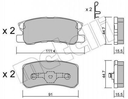 Купить Комплект тормозных колодок из 4 шт. дисков Mitsubishi Outlander, Dodge Avenger, Mitsubishi Pajero, Grandis Metelli 22-0400-0 (фото1) подбор по VIN коду, цена 626 грн.